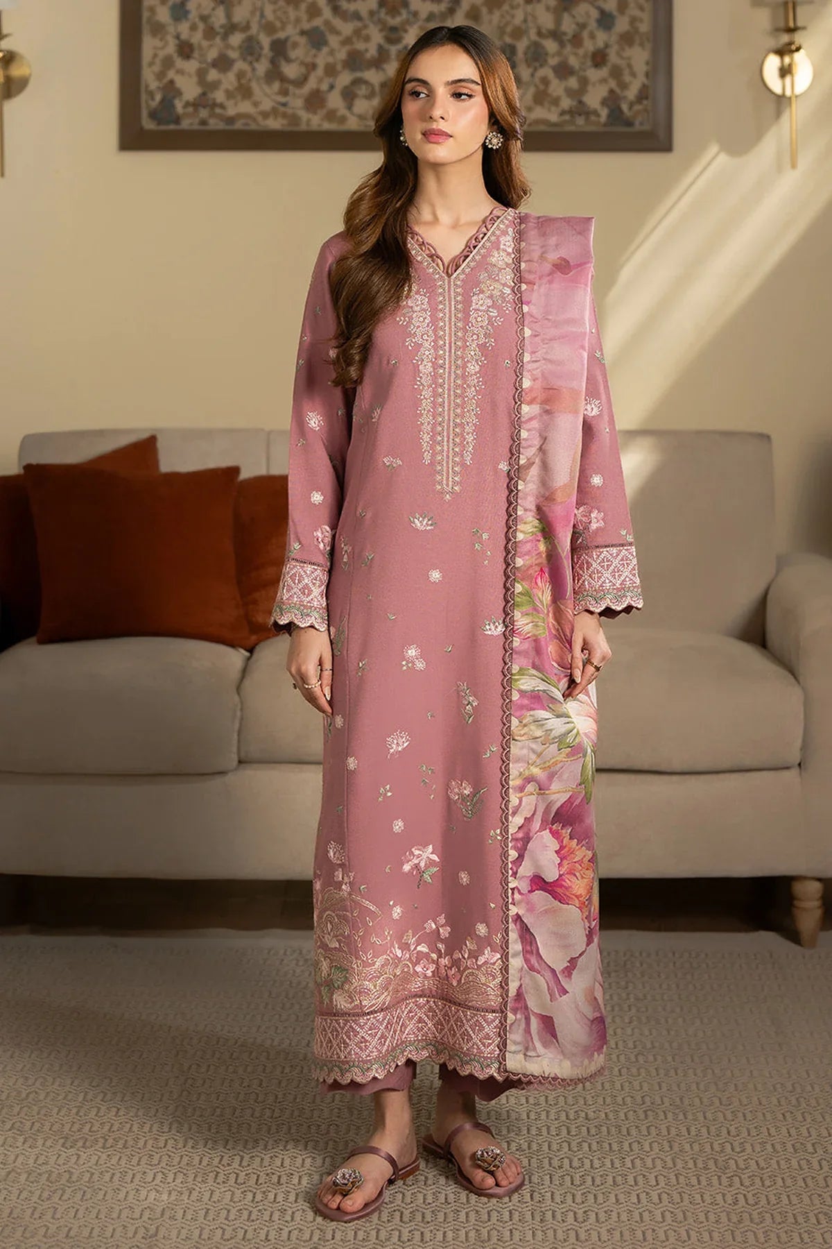3PC DHANAK EMBROIDERED SHIRT