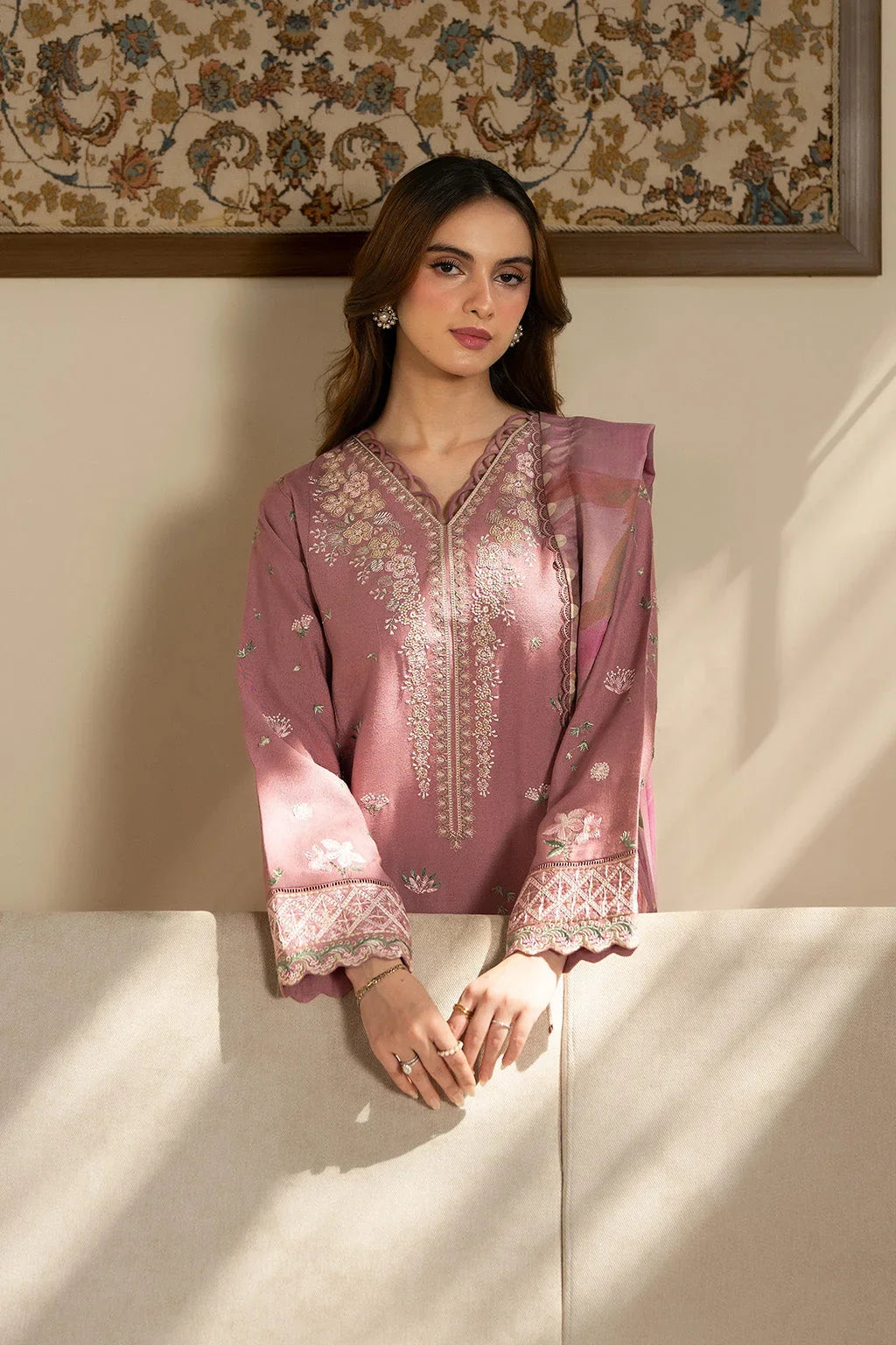 3PC DHANAK EMBROIDERED SHIRT
