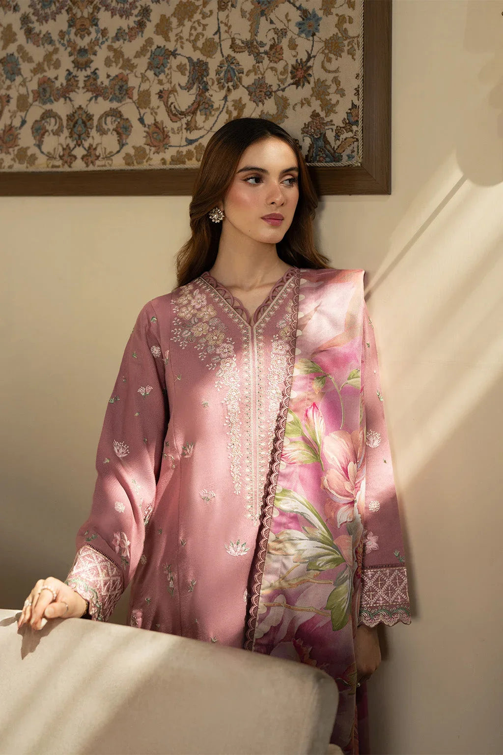 3PC DHANAK EMBROIDERED SHIRT